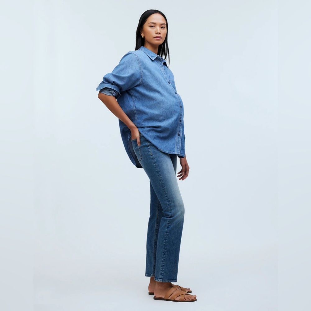 NWOT Madewell Maternity Over-the-Belly Kick Out Crop Jeans in Oneida Wash - 25